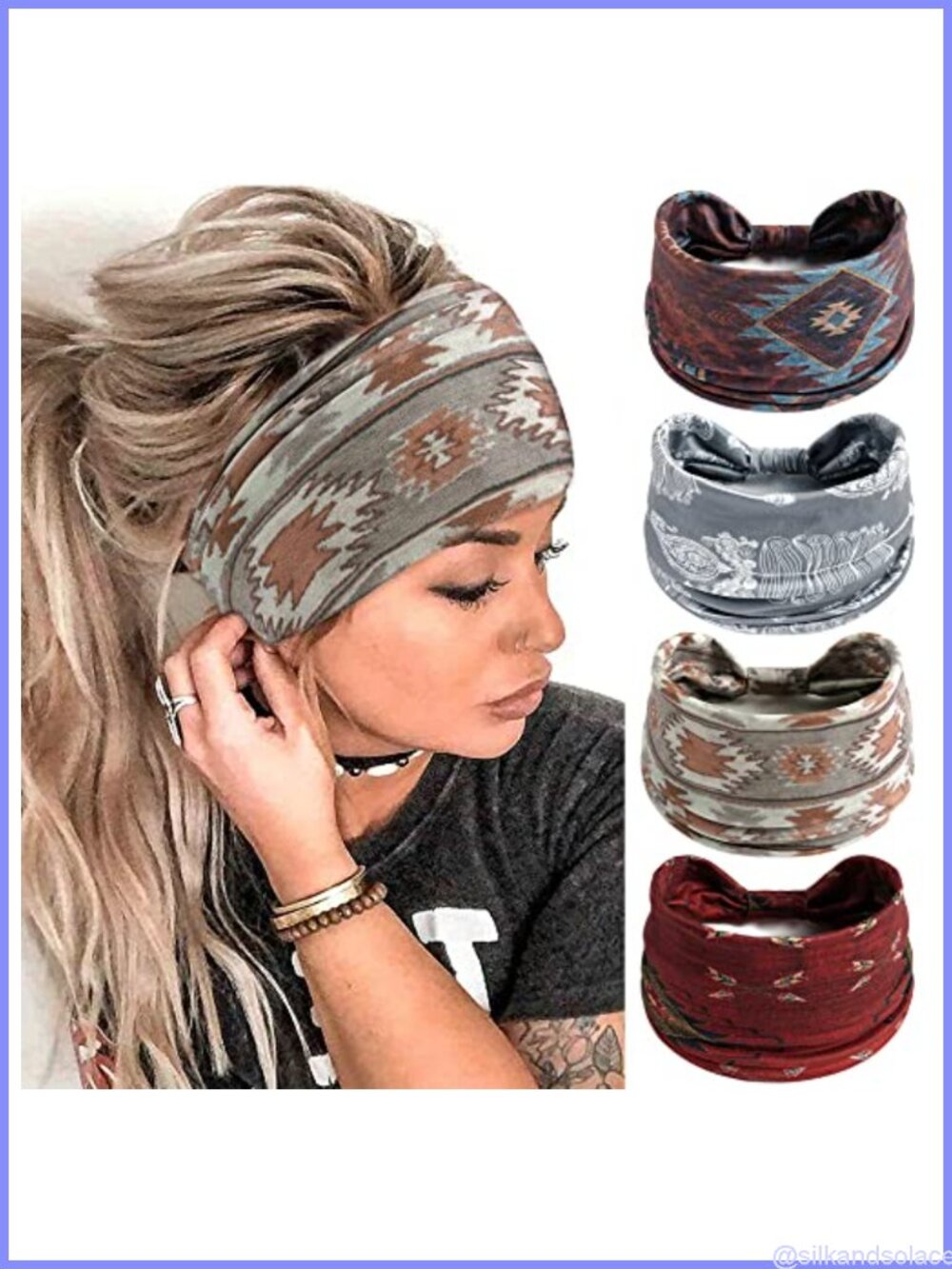 Boho Headbands for Women Cotton Knotted Headwraps Yoga Running 4Pcs